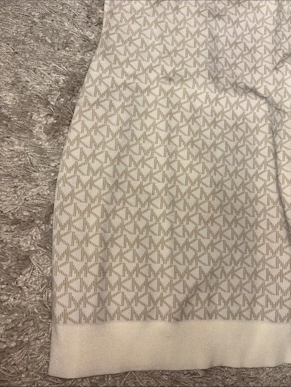 Michael Kors Cream & Beige Logo Knit Mini Dress